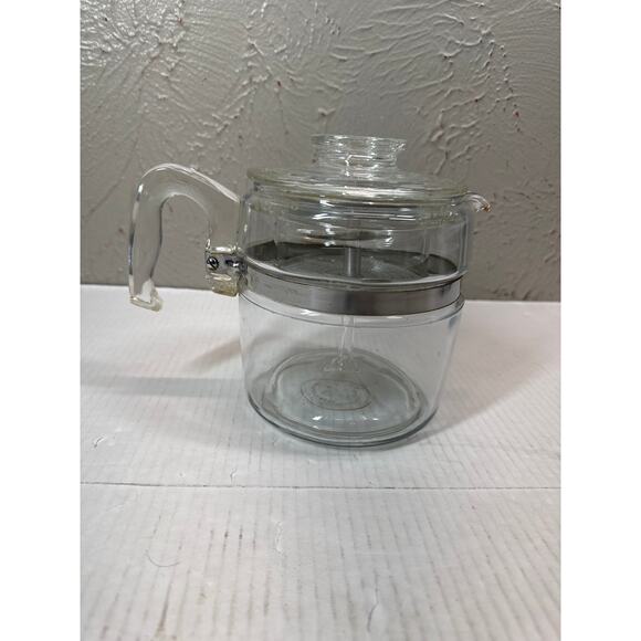 Pyrex Flameware Glass Coffee Pot Stovetop Percolator 7756 6 Cup Complete - Picture 1 of 5